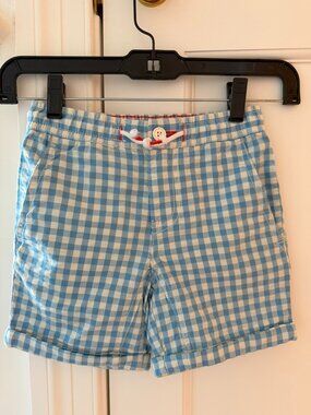 Mini Boden Blue & White Gingham Shorts - Size 7Y